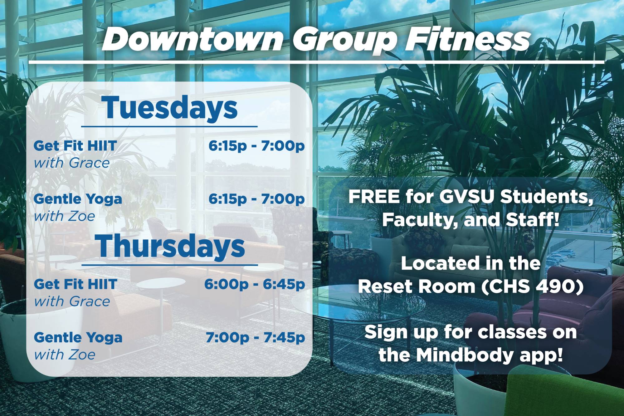 Downtown Group Exercise Schedule